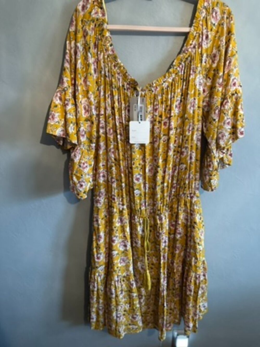 Davi & Dani Mustard Yellow Floral Dress - Size 3x - NWT